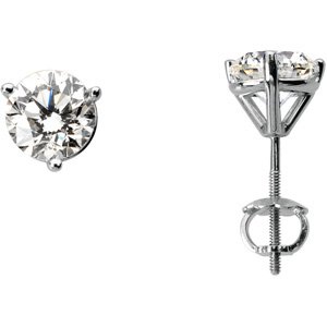 14K White Gold Pair 2 Ct Tw Diamond Earring