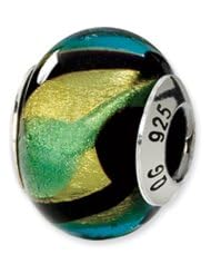 Black Hued Multicolored Murano Glass Charm for 3mm Charm Bracelets