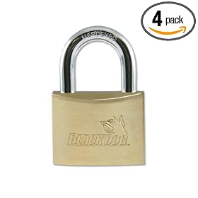 Black Dog 55202 Solid Brass Luggage & Storage Padlock Keyed Alike, 1-1/2 Inch, 4 Pack