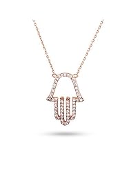 Rose Gold CZ Hamsa Necklace