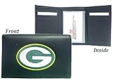 NFL Football Black Leather Trifold Wallet with Embroidered Team Logo