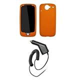 Premium Orange Soft Silicone Gel Skin Cover Case + Rapid Car Charger for HTC Google Nexus One [Accessory Export Packaging]