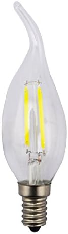 GREXISTAR 2W E14 COB 200LM Cool White LED Filament Candle Bulbs Flame Tip AC220V Replace 50W Tungsten Core Incandescent Lamp 360 Degrees Omnidirectional