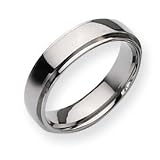 Titanium Polished Ridged Edge 6mm Wedding Band - Size 10.75