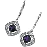 14K White Gold Amethyst & Diamond Earring