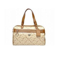 Authentic Coach Chelsea Bias PVC Zippered Signature Satchel Bag 17154 Khaki/Toffee