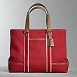 NEW AUTHENTIC COACH HAMPTONS LARGE E/W TOTE 70157 (Brick Red)