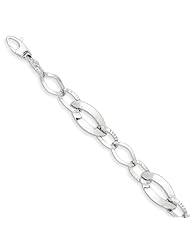 14k White Gold Polished And Textured Hollow W/ext. Bracelet, Best Quality Free Gift Box Satisfaction Guaranteed