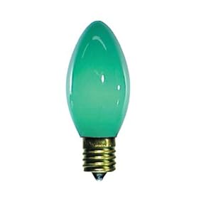7 Watt Ceramic Green C9 Light Bulb / Intermediate Base / Incandescent Christmas Light Bulb / Holiday Light Bulb