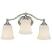 Murray Feiss VS10503-BS Three-Light Claridge Collection Vanity Strip, Brushed Steel with White Opal Acid Etch Glass Shades