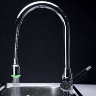 Single Handle Pull Down LED Kitchen Faucet(No Battery Needed), Chrome