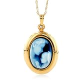 14K Yellow Gold Mother Hold Her Child Cameo Pendant w?chain 18
