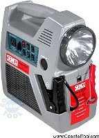 Senco PC0981 6-in-1 Jump Starter, Air Compressor, 120V Power Inverter, Spotlight, Flourescent Work Light, Warning Blinker, Rechargable Battery
