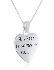 Sterling Silver "A Sister Is Someone To, Laugh, Sing, Dance, Cry with " Reversible Heart Pendant Necklace, 18"