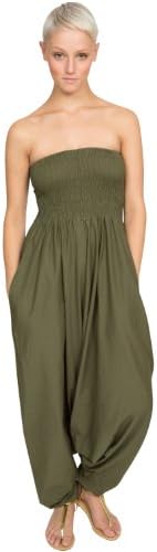 Cotton Maxi Harem Pants Romper Jumpsuit