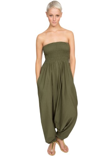 2 in 1 Convertible Cotton Maxi Harem Pants and Jumpsuit