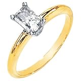 Glamorous! Polished Two/tone 14k Yellow/white-gold 1/2 Ct Emerald/octagon Radiant Moissanite Engagement Ring