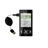 Einziehbares USB Kabel für Sony Ericsson G705 mit Hot Sync und aufladen Einsatzmöglichkeiten - von Gomadic mit TipExchange Technology