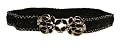 Gold Lined Flower Buckle Sequined Stretch Waist Belt in Black -- SwankySwans
