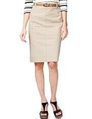 Autograph Supima® Cotton Panelled Pencil Skirt with Belt