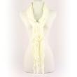 Winter Ruffle Layer Fringe 3D Flower Long Soft Stretch Knit Ski Scarf Wrap Ivory