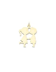 14k Plain Medium .018 Gauge Engravable Boy & Girl Kissing Charm