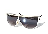 Mad Max-ine Vintage 80's Futuristic White & Gold Flat Top Scoop Bottom Pandora Sunglasses / Retro Womens