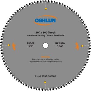 Oshlun SBNF-100100 10-Inch 100 Tooth TCG Saw Blade with 5 8-Inch Arbor for Aluminum and Non Ferrous Metals