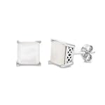 Sterling Silver 925 Princess Mother-of-Pearl Solitaire Stud Earrings - 7mm - For Valentines Day Gift $21.99