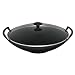 Le Creuset Cast Iron Wok with Glass Lid & Recipe Book, Satin Black, 36 cm