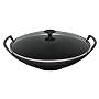 Le Creuset Cast Iron Wok with Glass Lid & Recipe Book, Satin Black, 36 cm