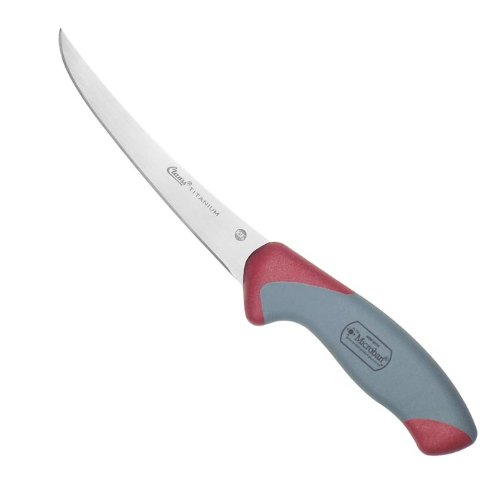 Clauss Titanium Bonded NSF Approved Curved Boning Knife with Santoku Blade and Anti-microbial Protection, 6