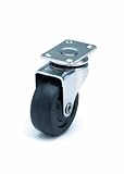 ER Wagner Light Duty Plate Swivel Caster 2 Inch Soft Rubber Wheel 75 lbs Load Capacity