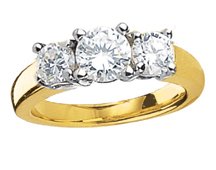 14Kt Gold 3/4 ctw. Round Cut Three-Stone Diamond Ring - (I-J;I1-I2)