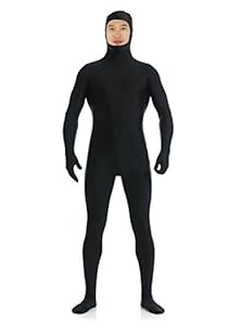 JustinCostume Spandex Open Face Full Bodysuit Zentai Suit, L, Black