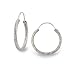 14k White Gold 18mm Twist U Wire Diamond Cut Hoop Earrings
