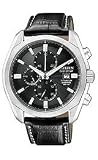 Citizen Eco-Drive Chronograph Leather Strap Black Dial Men's watch #CA0020-05E