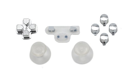 Chrome/Clear buttons, D-pad, Start/Back, Thumbstick set for Playstation 3 controller (Square, Triangle, X, Circle) Custom mod (PS3)