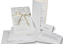 Einladungskarten-Set "Pergament" zur Hochzeit - elegant in Creme-Wei&szlig; mit Satinband - f&uuml;r 20 Sendungen / 40 G&auml;ste - alles inkl.: Einladungen, Tischkarten, Men&uuml;karten, Danksagungen - zum einfachen Selbst-Bedrucken