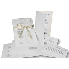 Einladungskarten-Set "Pergament" zur Hochzeit - elegant in Creme-Wei� mit Satinband - f�r 20 Sendungen / 40 G�ste - alles inkl.: Einladungen, Tischkarten, Men�karten, Danksagungen - zum einfachen Selbst-Bedrucken