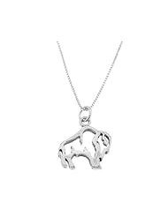 Sterling Silver Double Sided Outline Frame of Buffalo Necklace