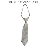 Boys Silver & Gold Striped 11 Pretied Zipper Tie