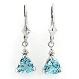 14-Karat White Gold Aquamarine and Diamond Triangle Earrings