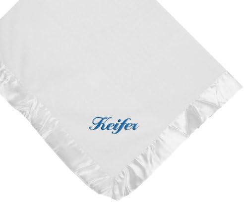 Keifer Boy Name White Embroidered Embroidery Microfleece Baby Blanket