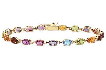 8 Carat Multi-Gemstone 14K Gold Bracelet