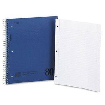 Mid Tier Single Subject Notebook, College Rule, Ltr, White, 80 Sheets/Pad