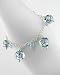 Rose in Sky Blue Foil Glass Beads Sterling Silver 7.5 Bracelet