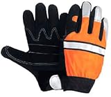 High Visibility Split Cowhide Leather Riding Gloves - Large