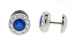 Stainless Steel Fake Plug With Crystals - White with Blue Center - 16G Ear Wire - 00G (10mm) Design - Sold as a Pair Stainless Steel Fake Plug With Crystals - White with Blue Center - 16G Ear Wire - 00G (10mm) Design - Sold as a Pair