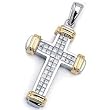 Two Tone Diamond Contemporary Cross Pendant
